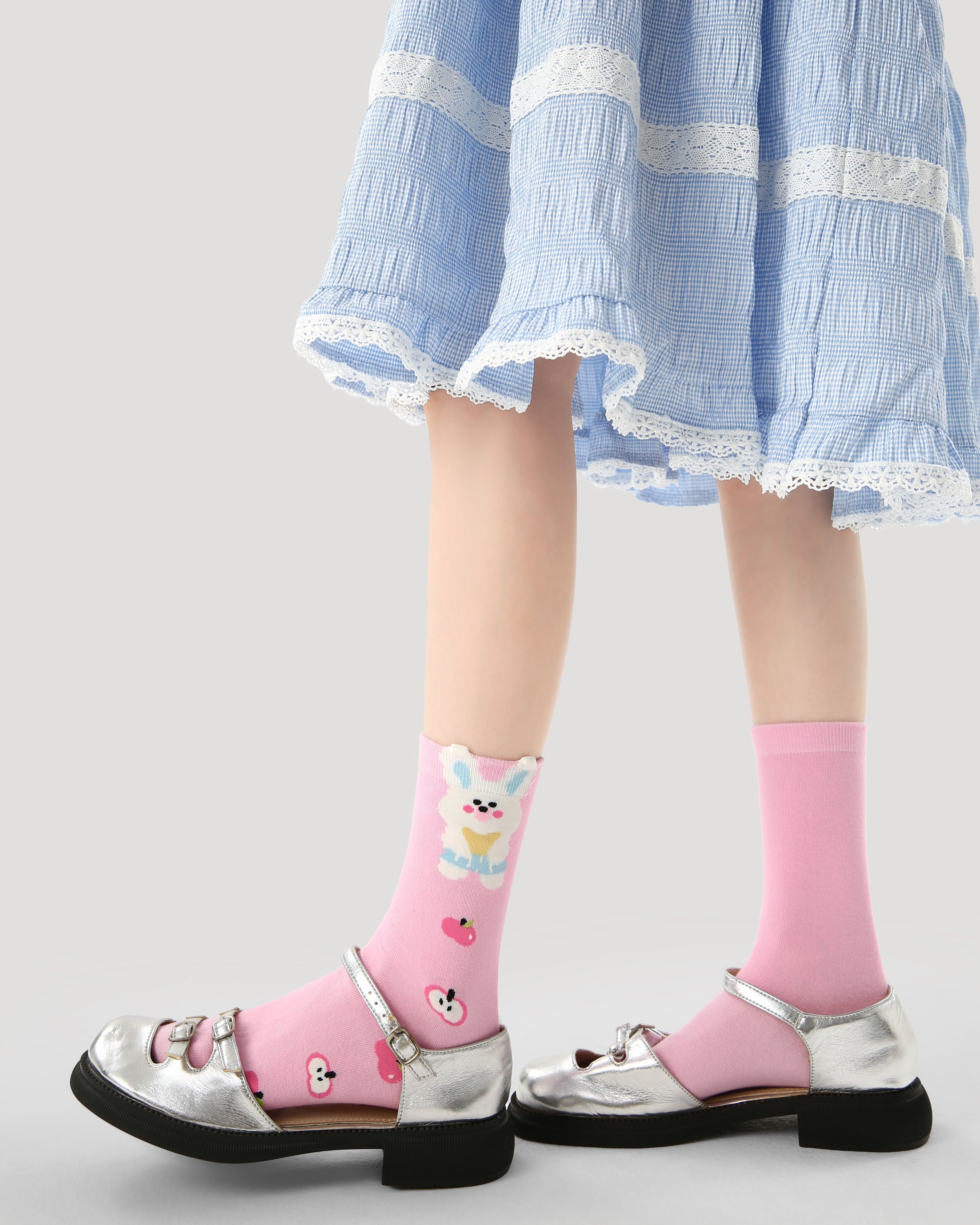 3-Pack Women's Crew Socks Cartoon Coconut Bunny Series Seamless Socks