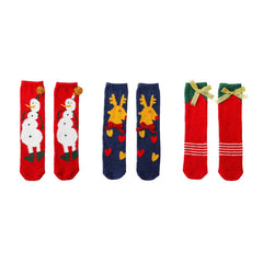 Sweetnana 3-Pack Christmas Gift Socks with Crew Tube Socks Holiday Stockings, Women's Fuzzy Socks Winter Warm Cozy Fluffy Super Soft Slipper Socks.