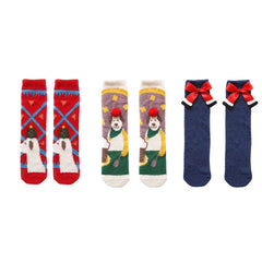 Sweetnana 3-Pack Christmas Gift Box with Crew Tube Socks, Holiday Christmas Socks Winter Fuzzy Slipper Socks for Women, Cozy Warm Soft Socks.