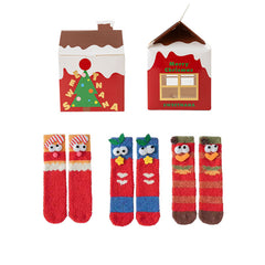 Sweetnana 3-Pack Festive Christmas Gift Box with Tube Crew Socks, Warm Winter Christmas Holiday Socks for Women, Cozy Thickened Fuzzy Socks.