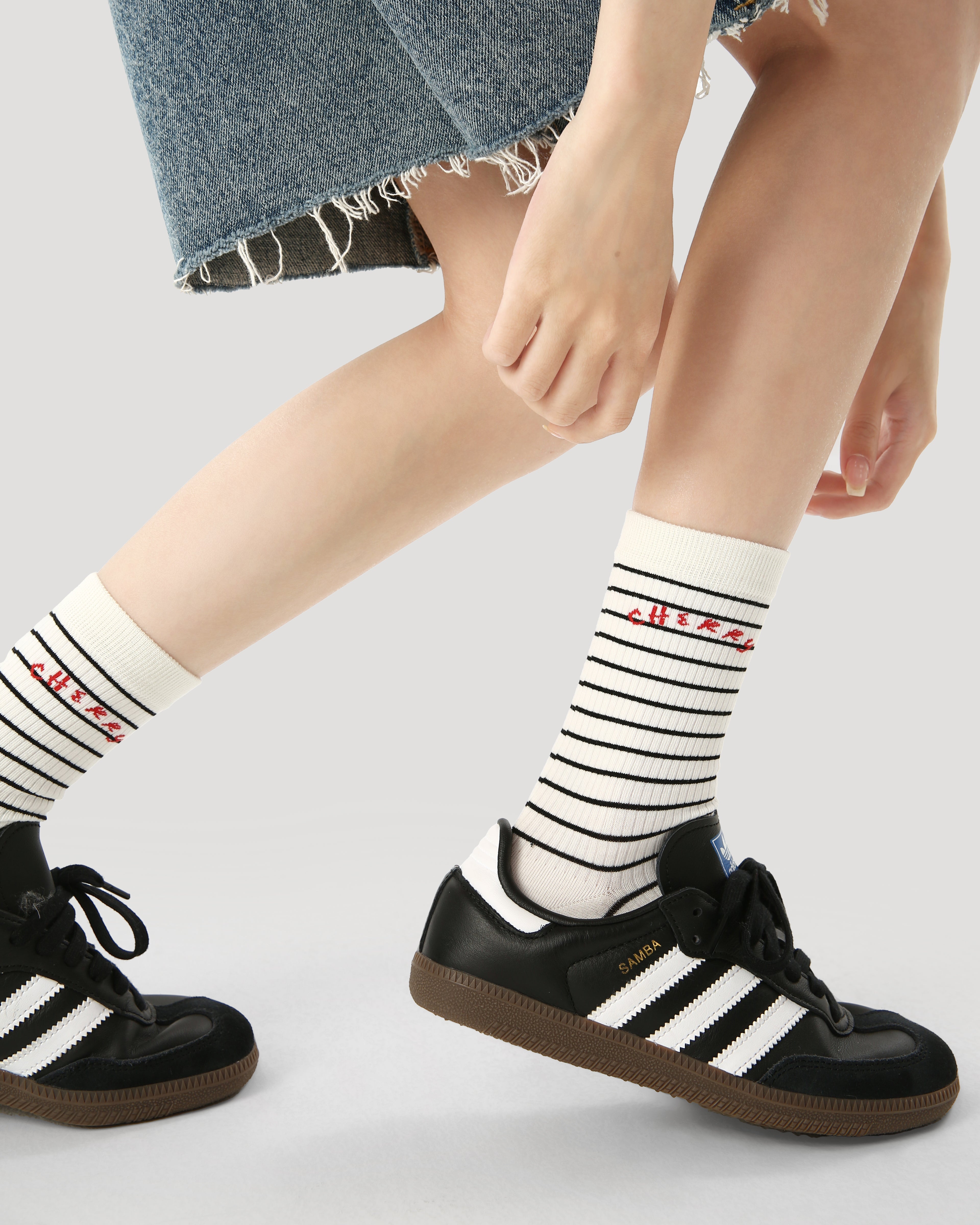 3-Pack Women Grey College Series Crew Socks Casual Versatile Socks - SWEET NANA