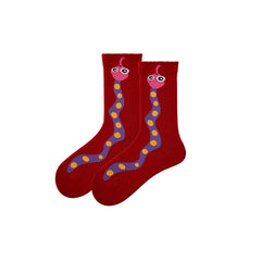 Sweetnana 3-Pack New Year Red Festive Socks Chinese New Year of the Snake 2025 Chinese Zodiac Socks Crew Socks