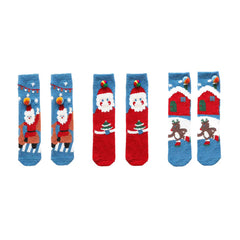 Sweetnana 3-Pack Novelty Christmas Socks with Gift Box, Tube Crew Christmas Socks Holiday Cozy Fuzzy Socks, Winter Thickened Soft Slipper Socks.