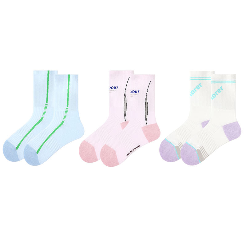 3-Pack Women's Crew Socks Wind Leap Series Absorb-Sweat Athletic Socks