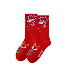 Sweetnana 3-Pack Women's Crew Cotton Socks Red Festive Fortune Socks Chinese New Year Socks Year of The Snake