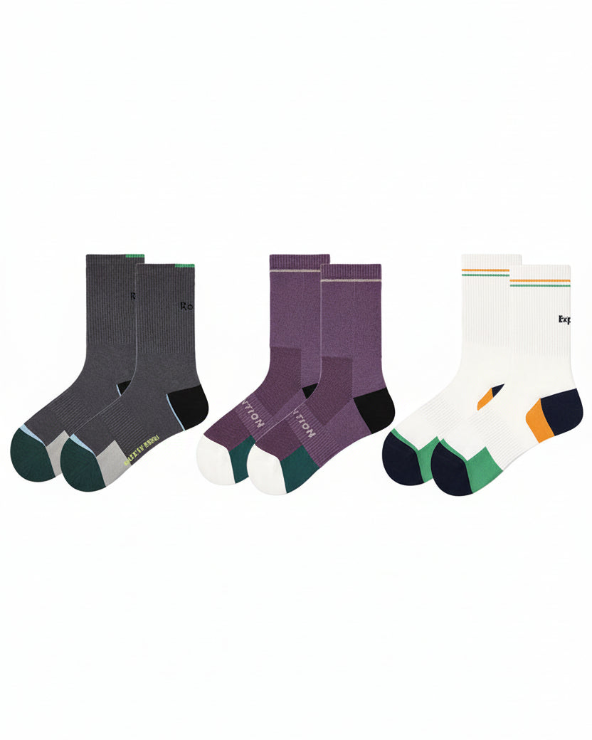 3-Pack Women Crew Socks Combed Cotton Absorb Sweat Socks - SWEET NANA