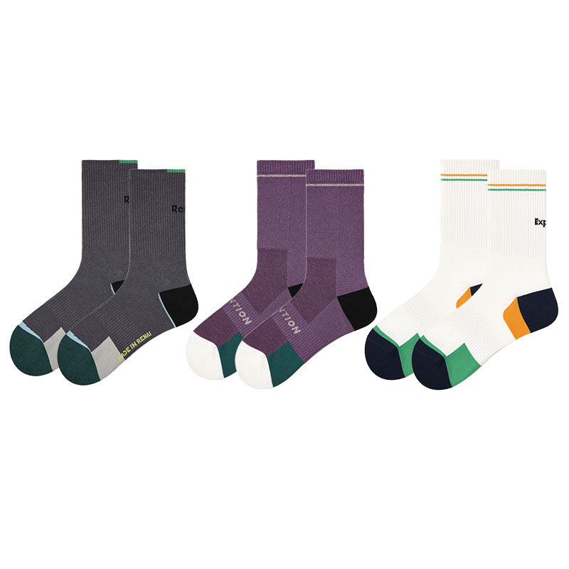 3-Pack Women's Crew Socks Combed Cotton Absorb Sweat Socks