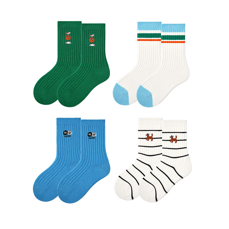 4 Pack Basketball Boys Series Combed Cotton Comfort Breathable Kids Socks
