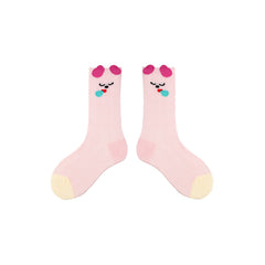 Sweetnana 4-Pack " Candy Party" Series Children's Seamless Socks: Colorful Cartoon Pattern, Thin and Breathable for Spring/Summer, Mesh Crew Socks.