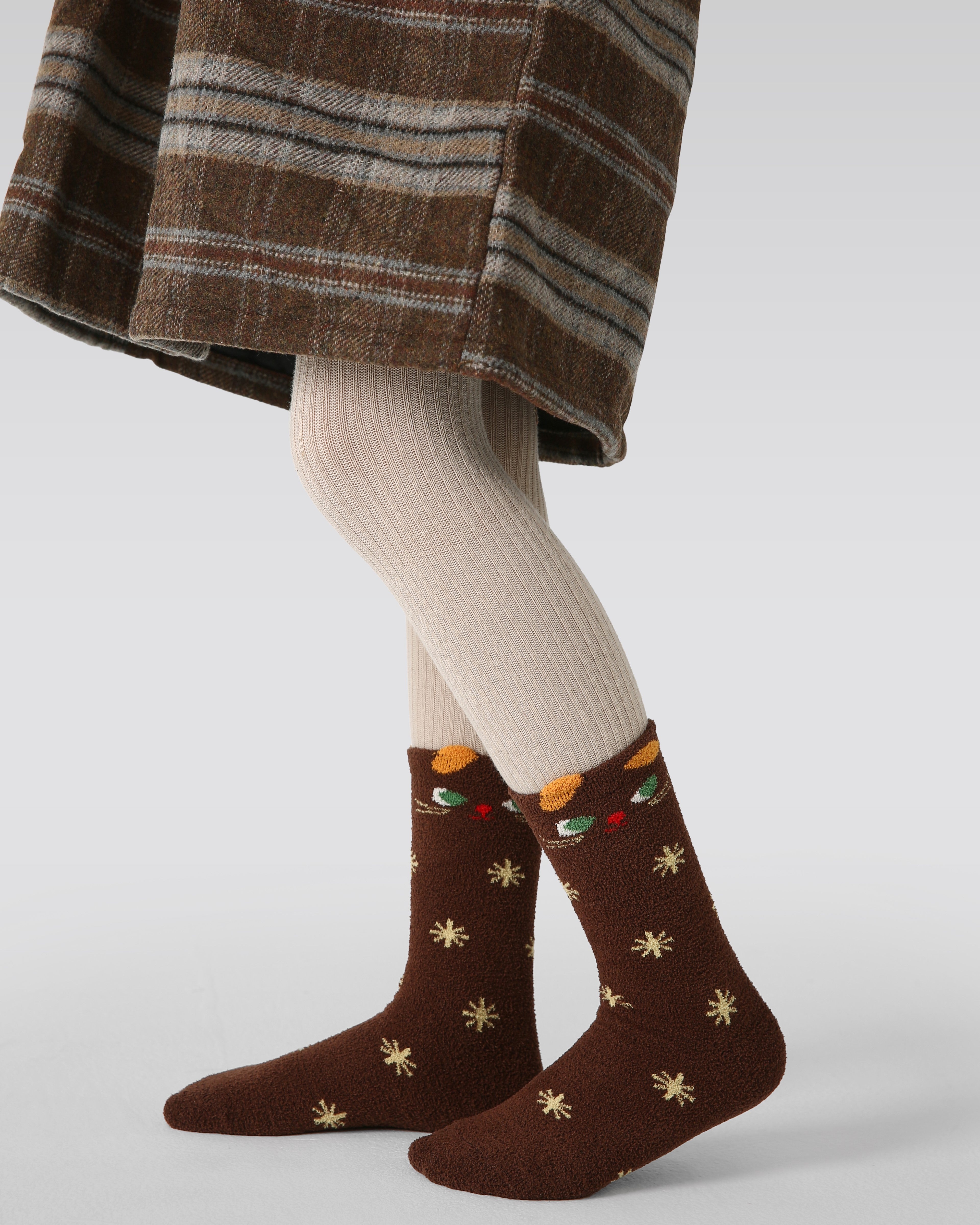 4-Pack Coffee Cat Half Velvet Kids Socks Cozy Soft Coral Fleece Crew