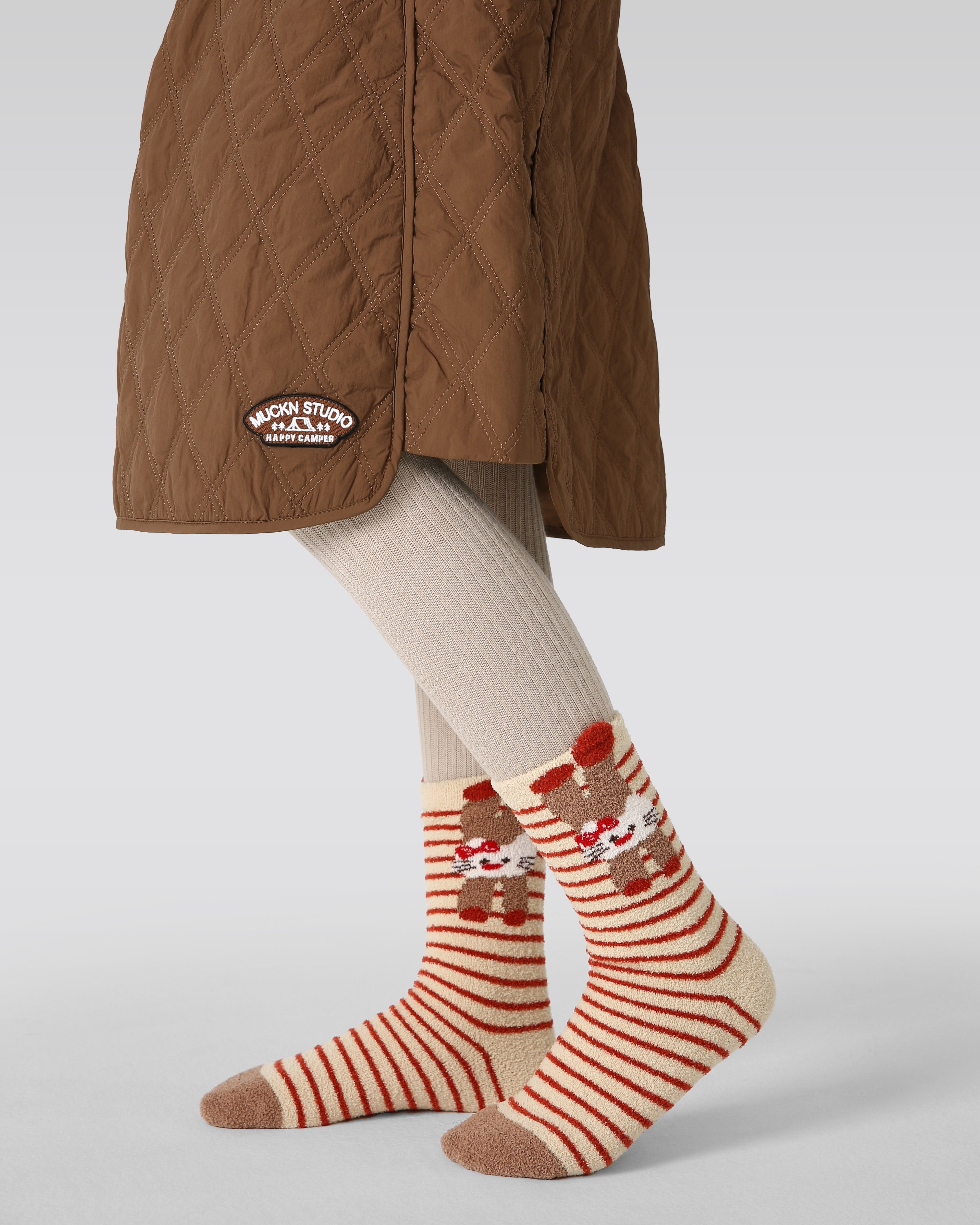 4-Pack Coffee Cat Half Velvet Kids Socks Cozy Soft Coral Fleece Crew