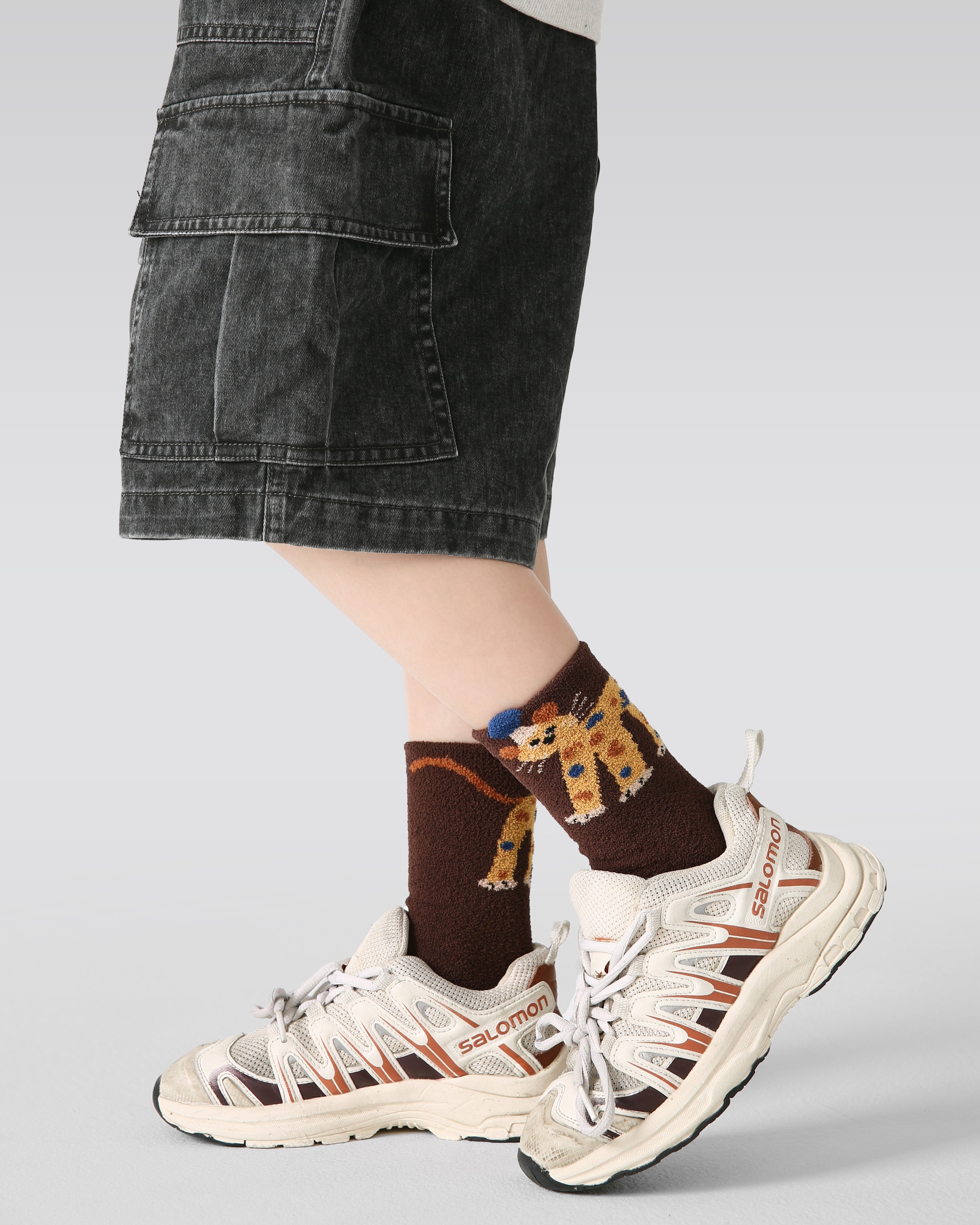 4-Pack Corner Animals Half Velvet Kids Socks Cozy Soft Coral Fleece Crew