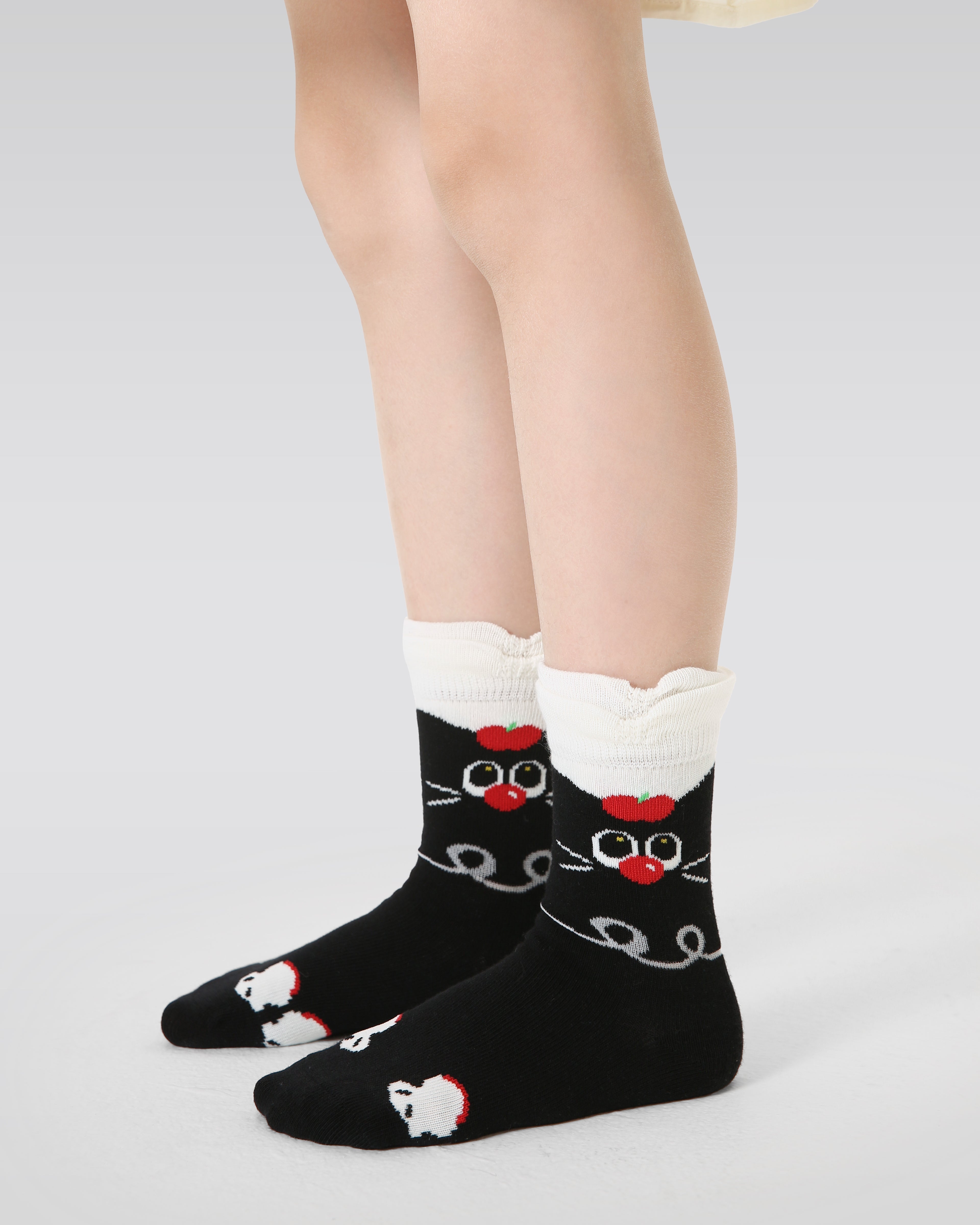4-Pack Cute Cats Series Kids Crew Socks Girls Cotton Cute Socks