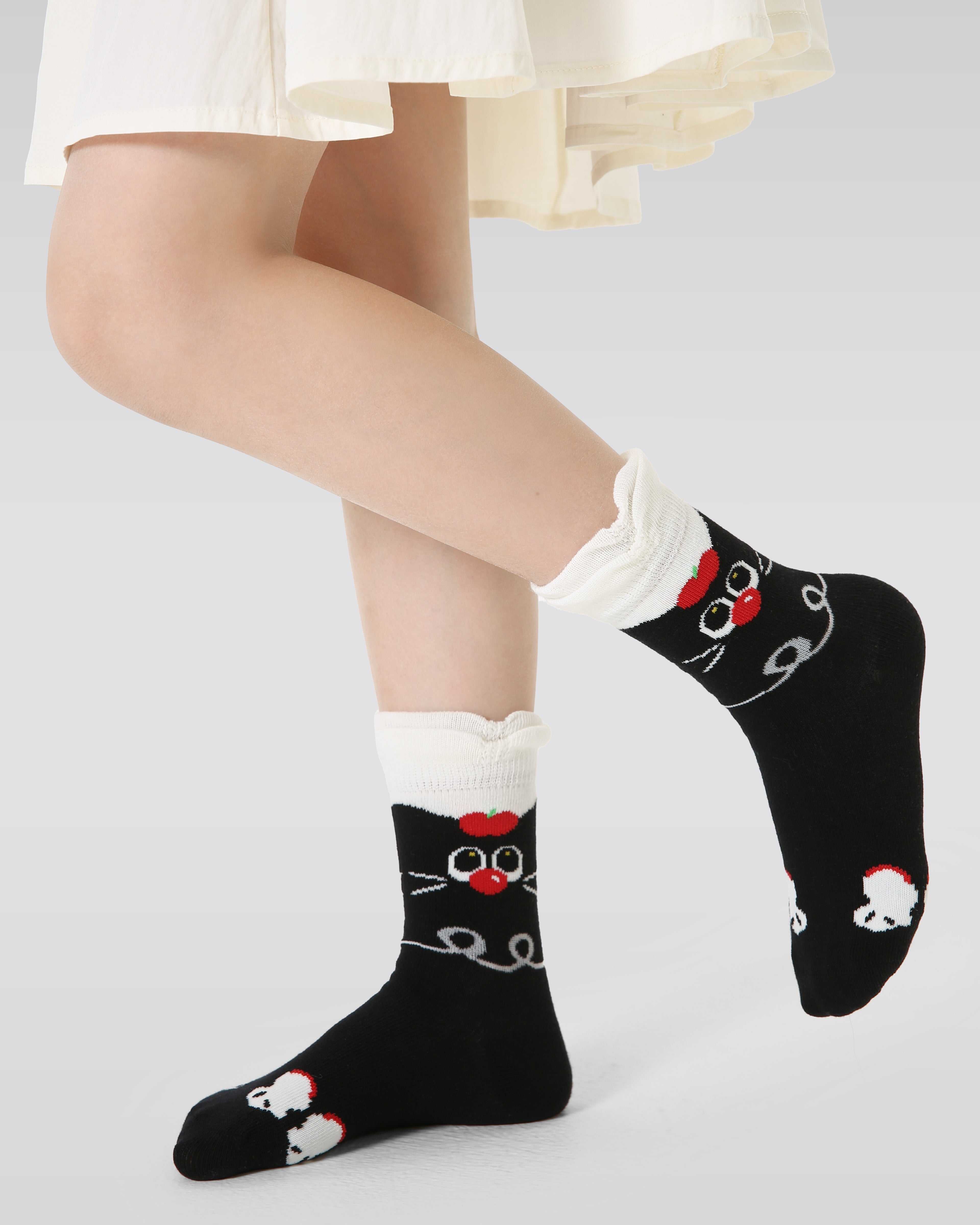 4-Pack Cute Cats Series Kids Crew Socks Girls Cotton Cute Socks