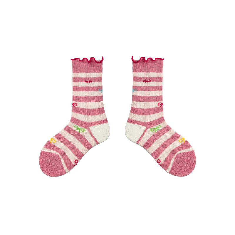 4-Pack Kids' Cotton Crew Socks Cute Supplies Ruffle Cute Casual