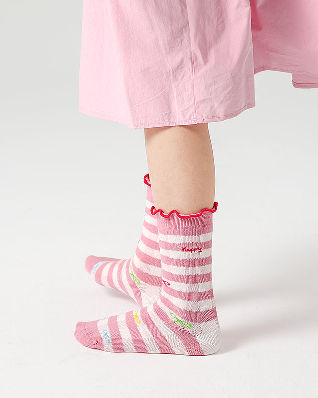 4-Pack Kids' Cotton Crew Socks Cute Supplies Ruffle Cute Casual