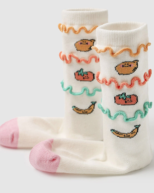 4-Pack Kids' Cotton Crew Socks Cute Supplies Ruffle Cute Casual