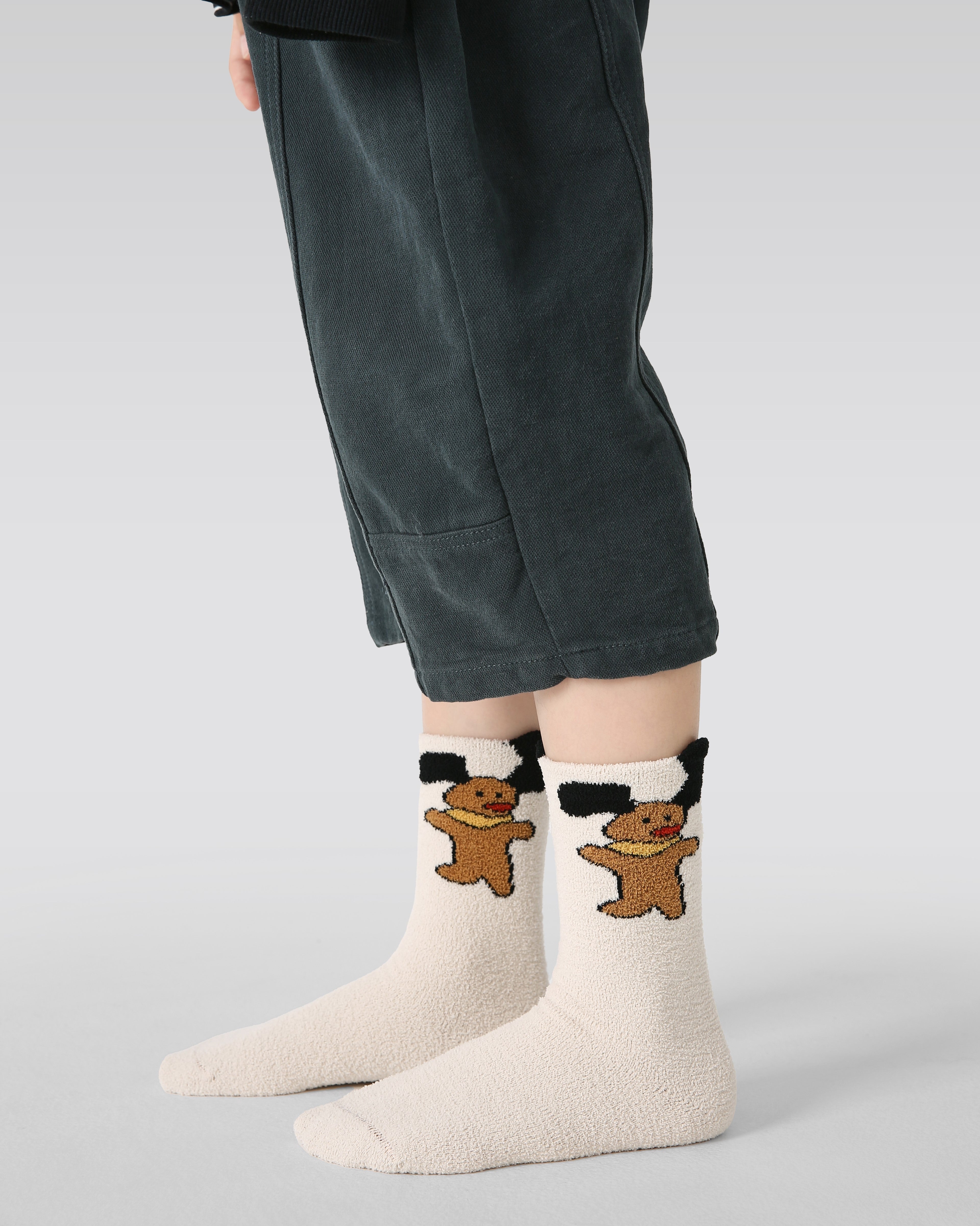 4-Pack Dog Action Half Velvet Kids Socks Cozy Soft Coral Fleece Crew