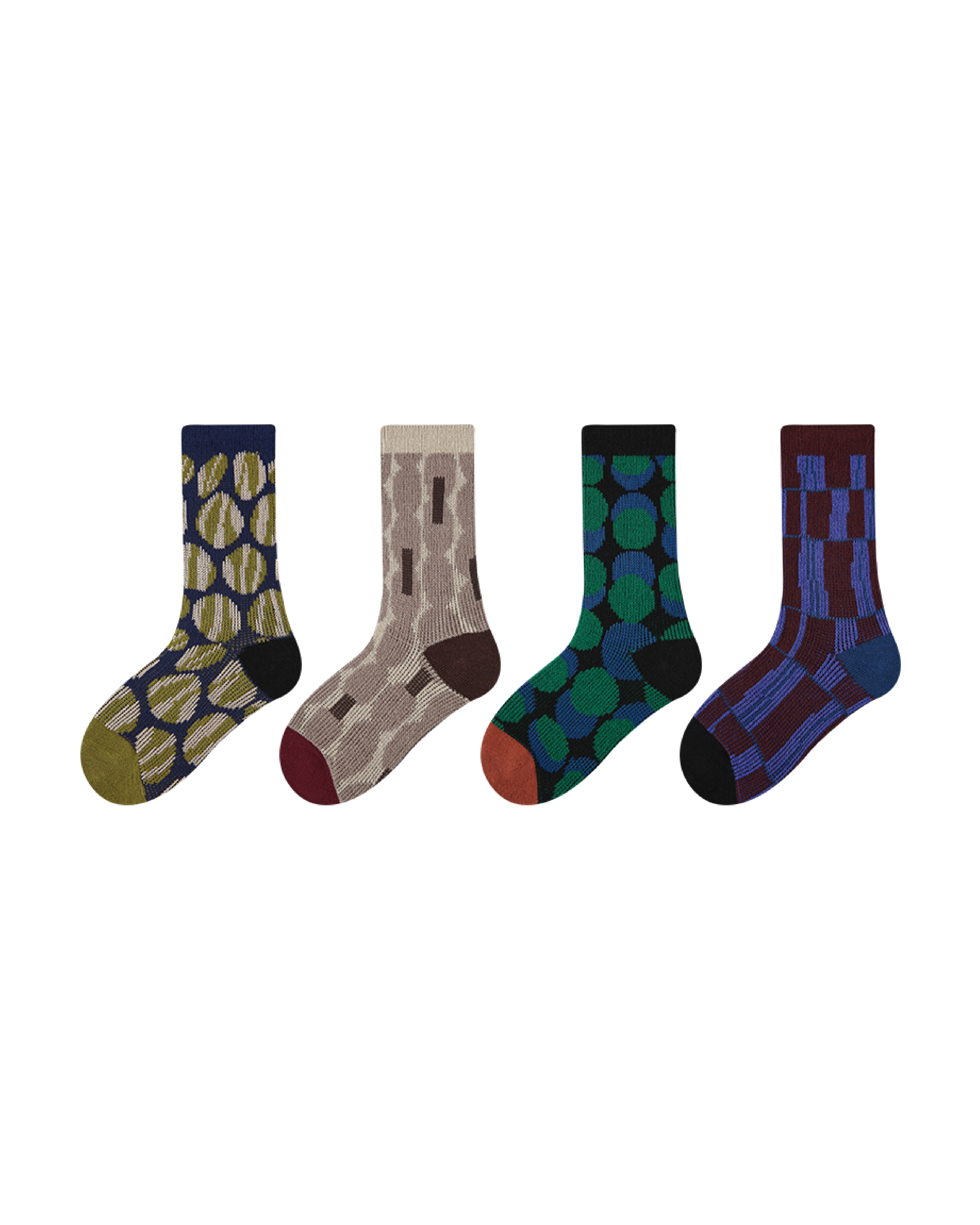 4-Pack Geometric World Half Velvet Kids Socks Cozy Soft Coral Fleece Crew