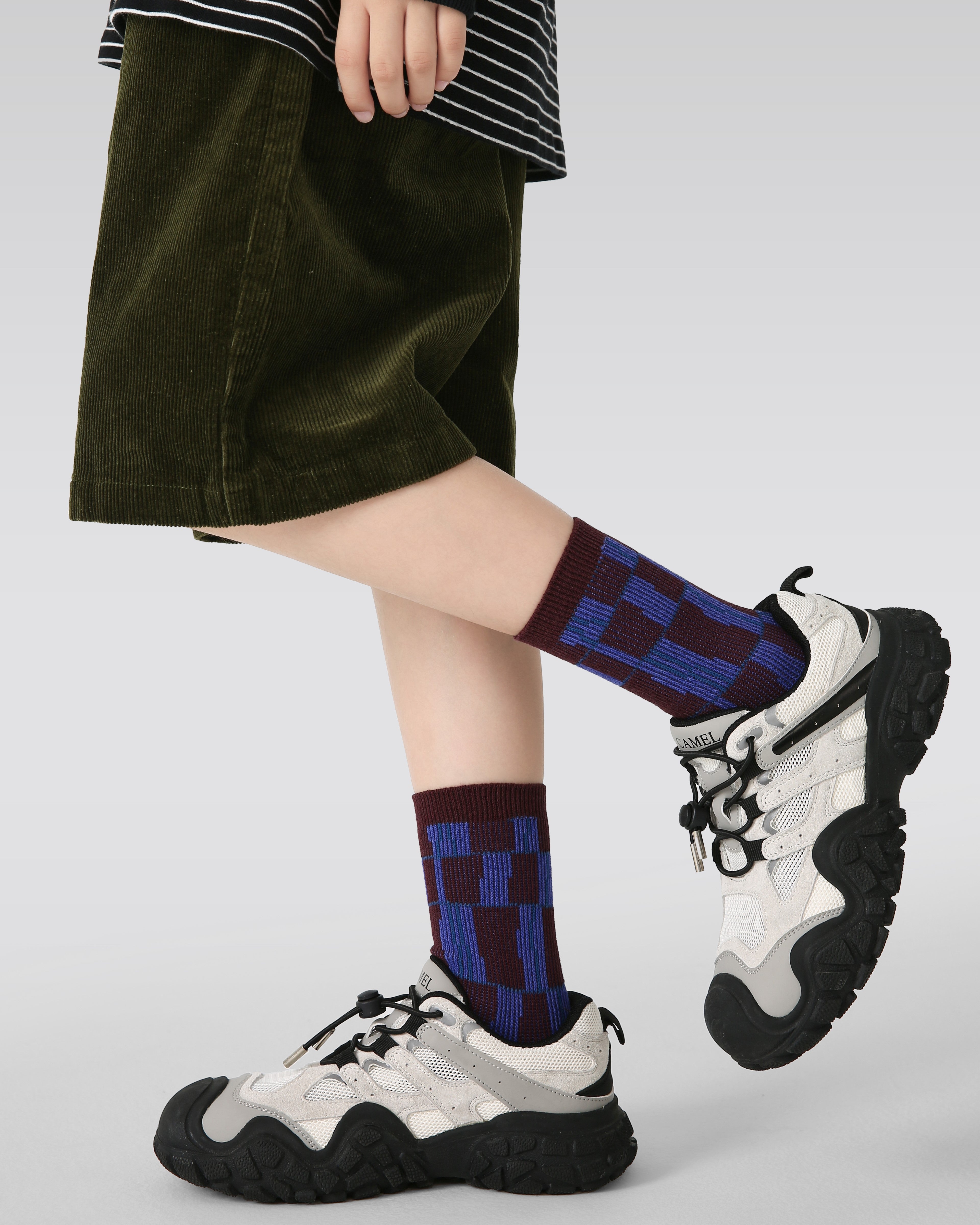 4-Pack Geometric World Half Velvet Kids Socks Cozy Soft Coral Fleece Crew