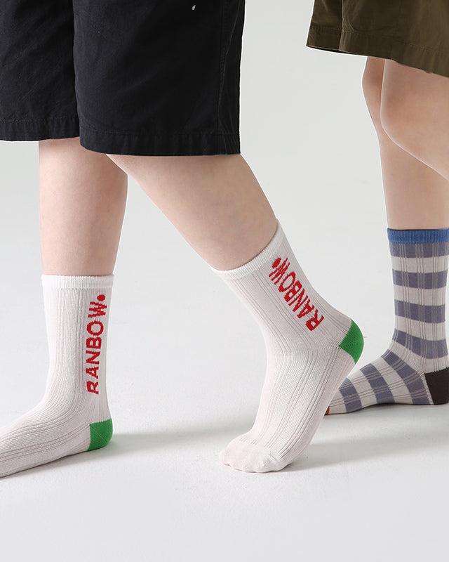 4-Pack Kids' Cotton Crew Socks Gummy Grizzly Bear Stripe Casual