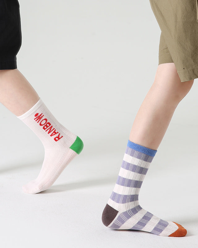 4-Pack Kids' Cotton Crew Socks Gummy Grizzly Bear Stripe Casual