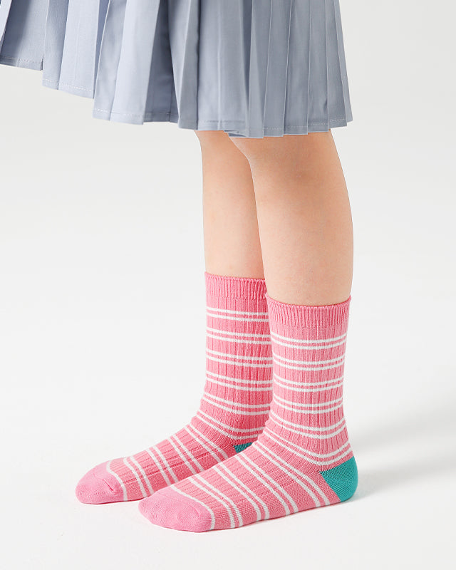4-Pack Kids' Cotton Crew Socks Colorful Stripes Casual
