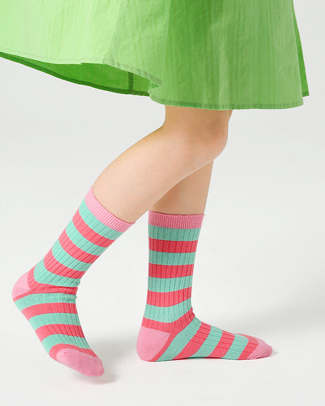 4-Pack Kids' Cotton Crew Socks Colorful Stripes Casual