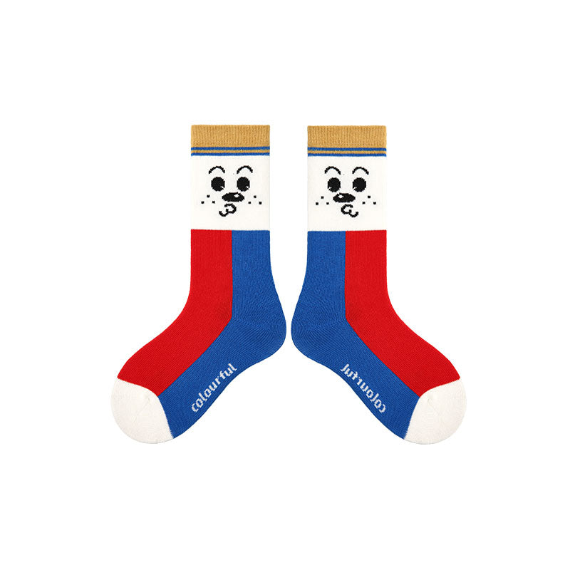 4 Pack Kids Baseball Puppy Series Cute Socks Casual Versatile Cozy Cotton Socks