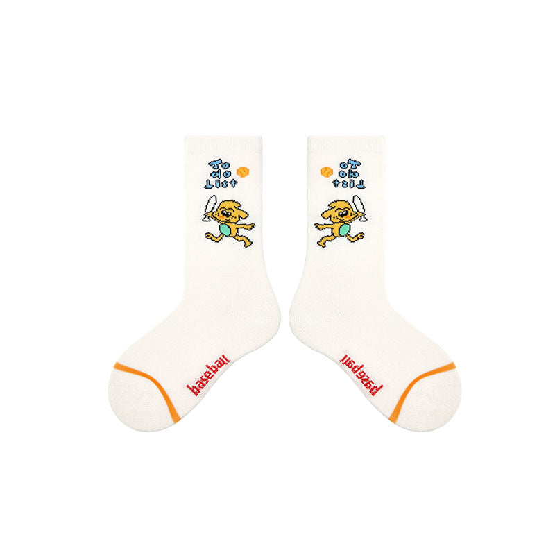 4 Pack Kids Baseball Puppy Series Cute Socks Casual Versatile Cozy Cotton Socks