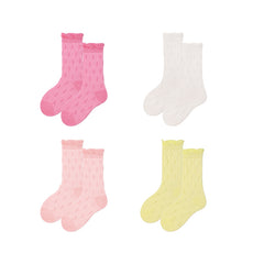 Sweetnana 4-Pack Kids Socks Bubble Lace Seamless Socks: Candy Color Bubble Lace Mesh Cotton Socks Breathable for Spring/Summer Children's socks.