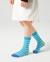 Sweetnana 4-Pack Kids Stripe Socks Spring/Summer Cotton Crew Socks Colorful Retro Stripe Seamless Socks for 3-12 Years Kids.