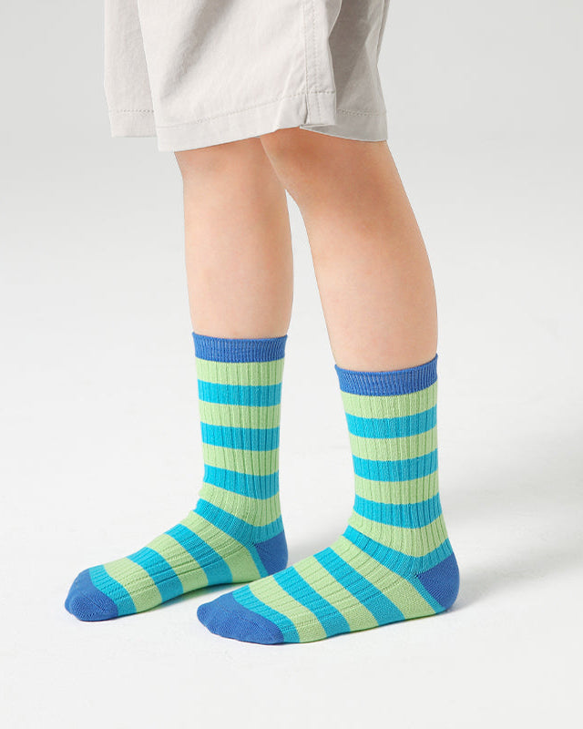 4-Pack Kids' Cotton Crew Socks Colorful Retro Stripes Casual