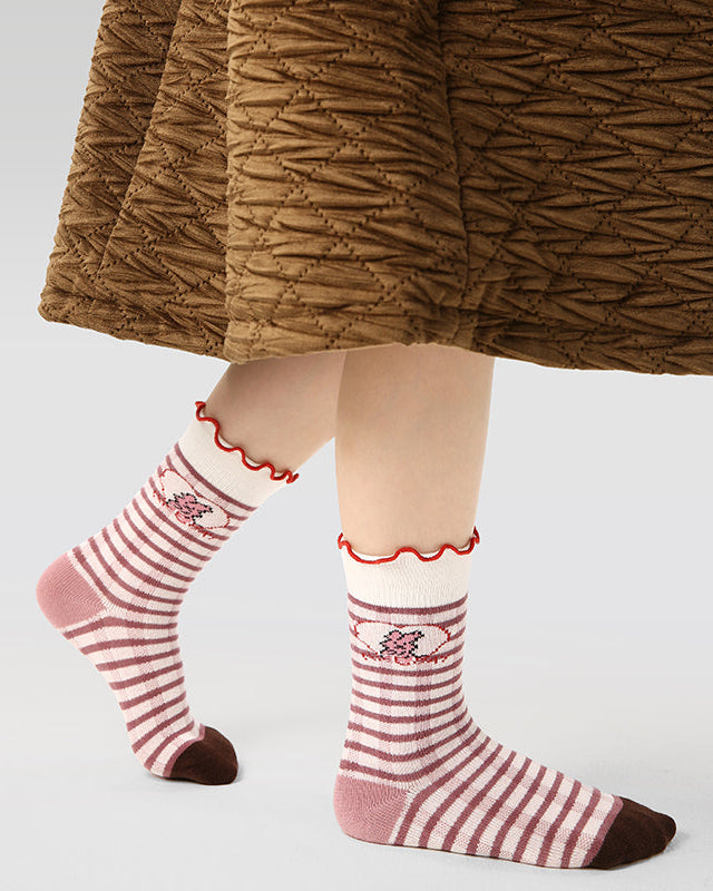 4-Pack Kids' Cotton Crew Socks Mousse Party Ruffle Cute Casual
