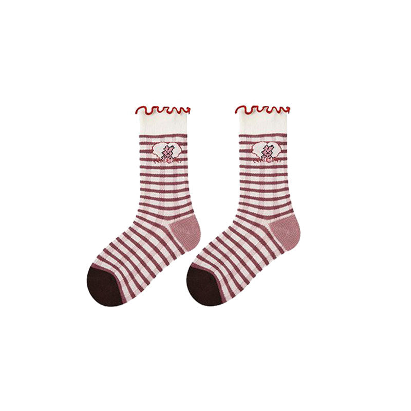 4-Pack Kids' Cotton Crew Socks Mousse Party Ruffle Cute Casual