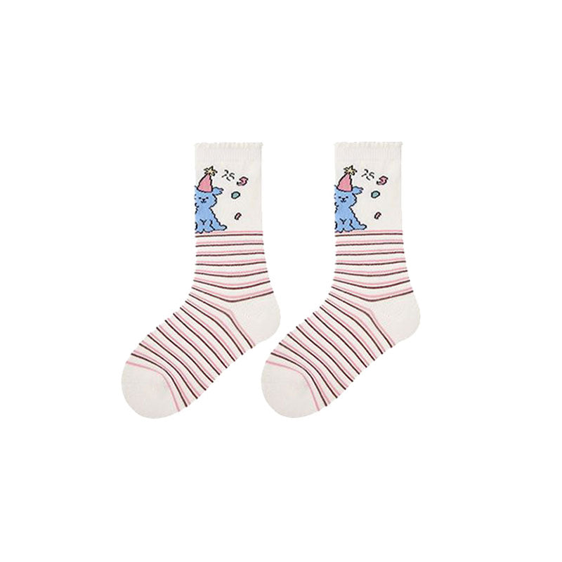 4-Pack Kids' Cotton Crew Socks Mousse Party Ruffle Cute Casual