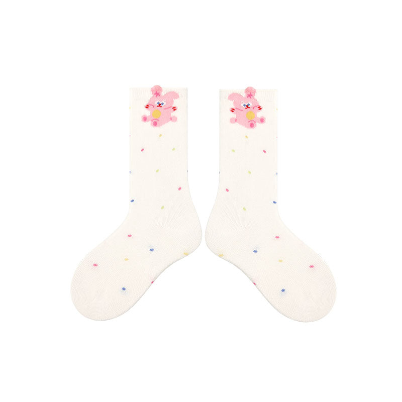 4-Pack Mushroom Bunny Series Kids Girls Cute Versatile Cotton Crew Socks