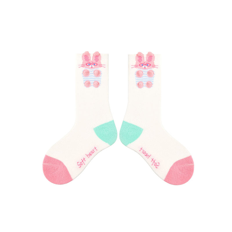 4-Pack Mushroom Bunny Series Kids Girls Cute Versatile Cotton Crew Socks