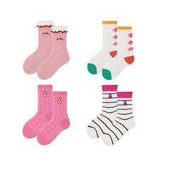 Sweetnana 4-Pack "Peach soda" Series Children's Seamless Socks: Pink Cute Socks, Breathable Mesh Socks, Cotton Socks.