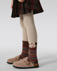 4-Pack Pink Coffee Velvet Rabbit Half Velvet Kids Socks Cozy Soft Coral Fleece Crew