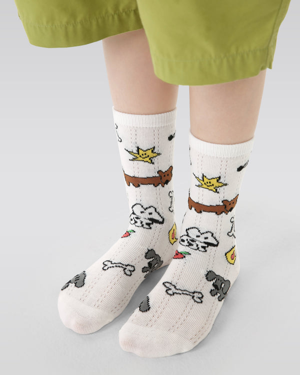 4-Pack Puppy Club Kids Mesh Breathable Cotton Crew Boys Socks - SWEET NANA