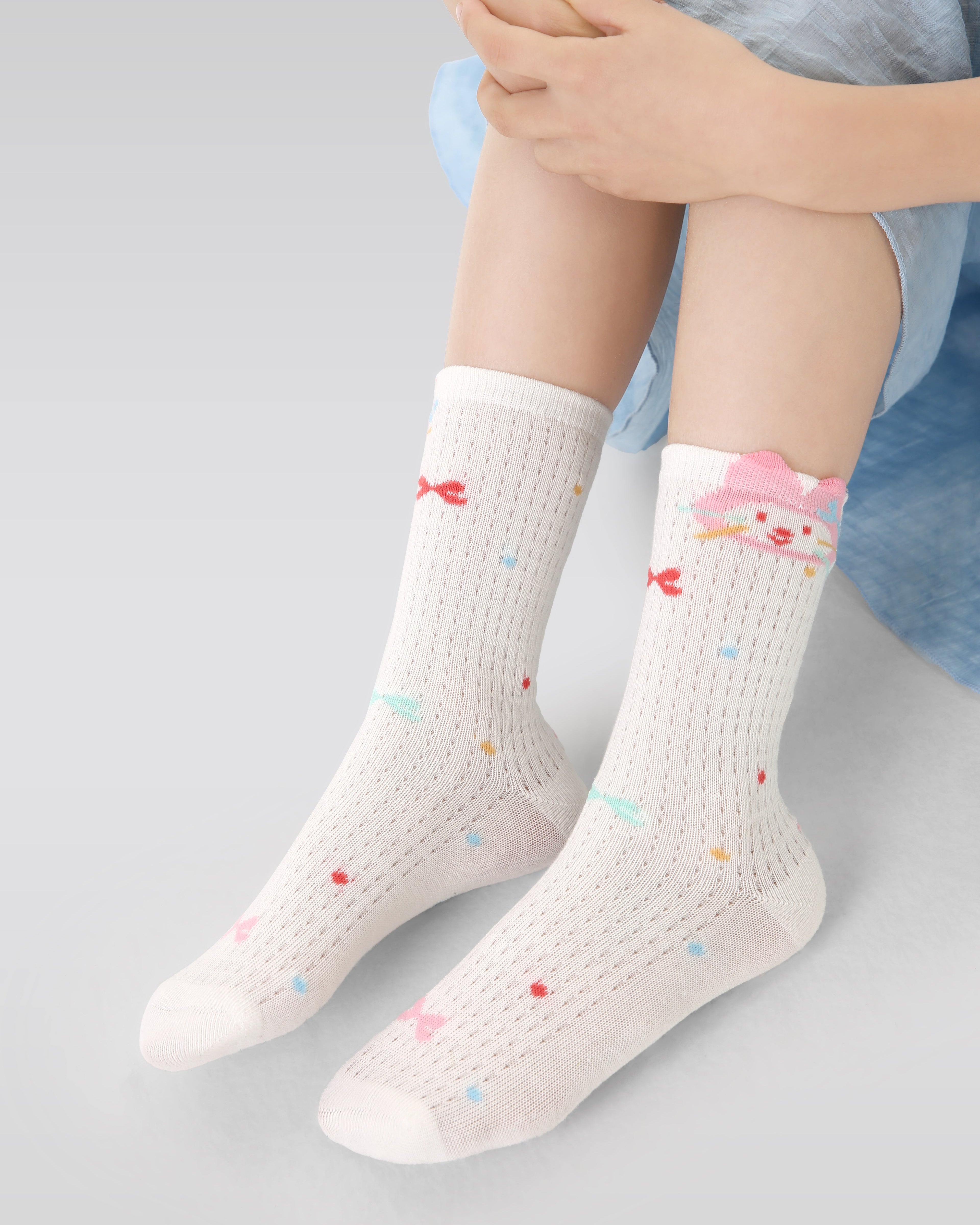4-Pack Rainbow Bunny Series Kids Socks Thin Mesh Cute Girls Socks - SWEET NANA