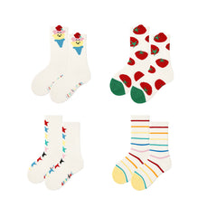 Sweetnana 4-Pack "Rainbow Story" Series Children's Seamless Socks: Fashion colorful socks for Spring/ Summer, Kids Mid Tube Socks, Breathable Soft Cotton Socks.