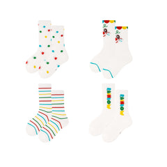 Sweetnana 4-Pack "Rainbow bubble" Series Children's Seamless Socks: Colorful Socks, Mesh Breathable, Cotton Socks for Spring/ Summer.