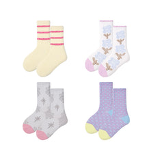 Sweetnana 4-Pack "Romantic Galaxy" Series Children's Seamless Socks: Fashion Spring/Summer Colorful Socks, Kids Crew Cotton Socks.