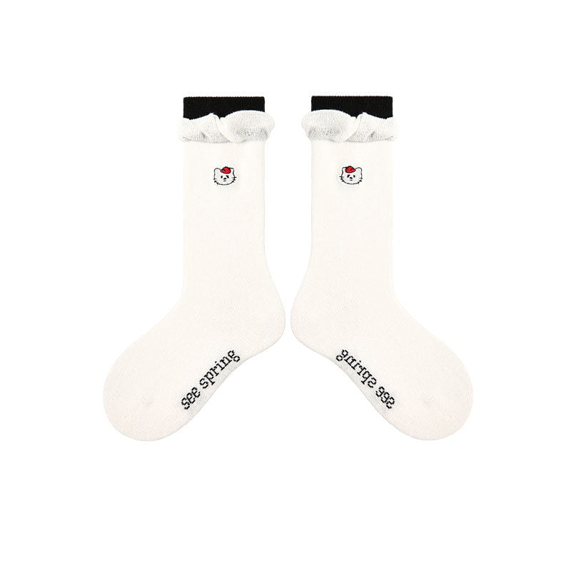4-Pack Simple Bunny Series Kids Socks Crew Cute Cartoon Breathable  Girls Socks