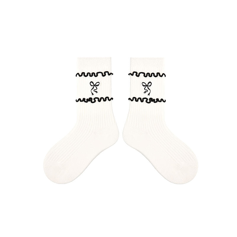 4-Pack Simple Bunny Series Kids Socks Crew Cute Cartoon Breathable  Girls Socks