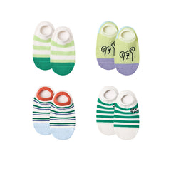 Sweetnana 4-Pack "Simple Puppy" Series Cute Children's Seamless Socks: No-Show Lovely Socks with Stripe Design, Thin and Breathable Socks for Spring/Summer.