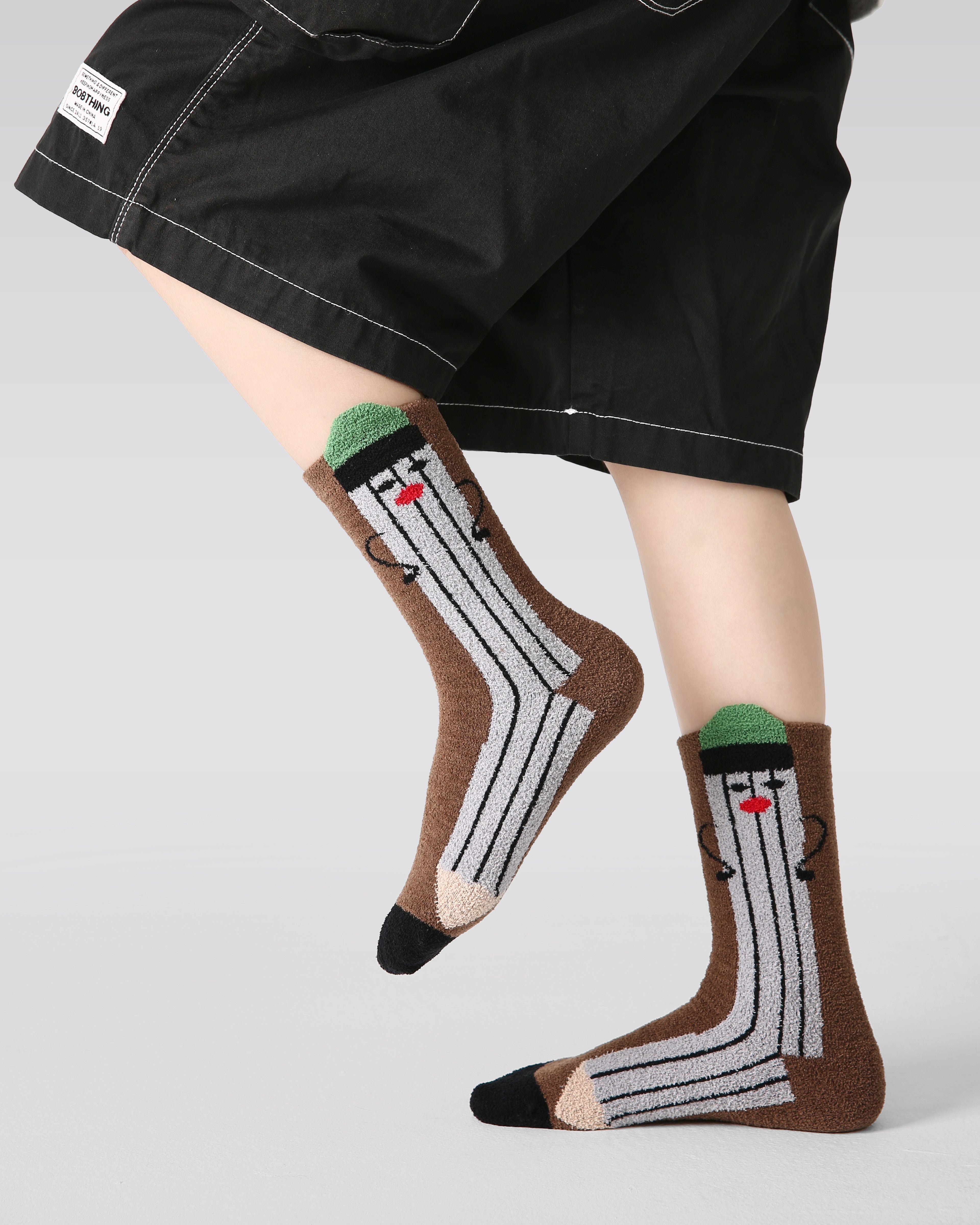 4-Pack Space Notes Half Velvet Kids Socks Cozy Soft Coral Fleece Crew