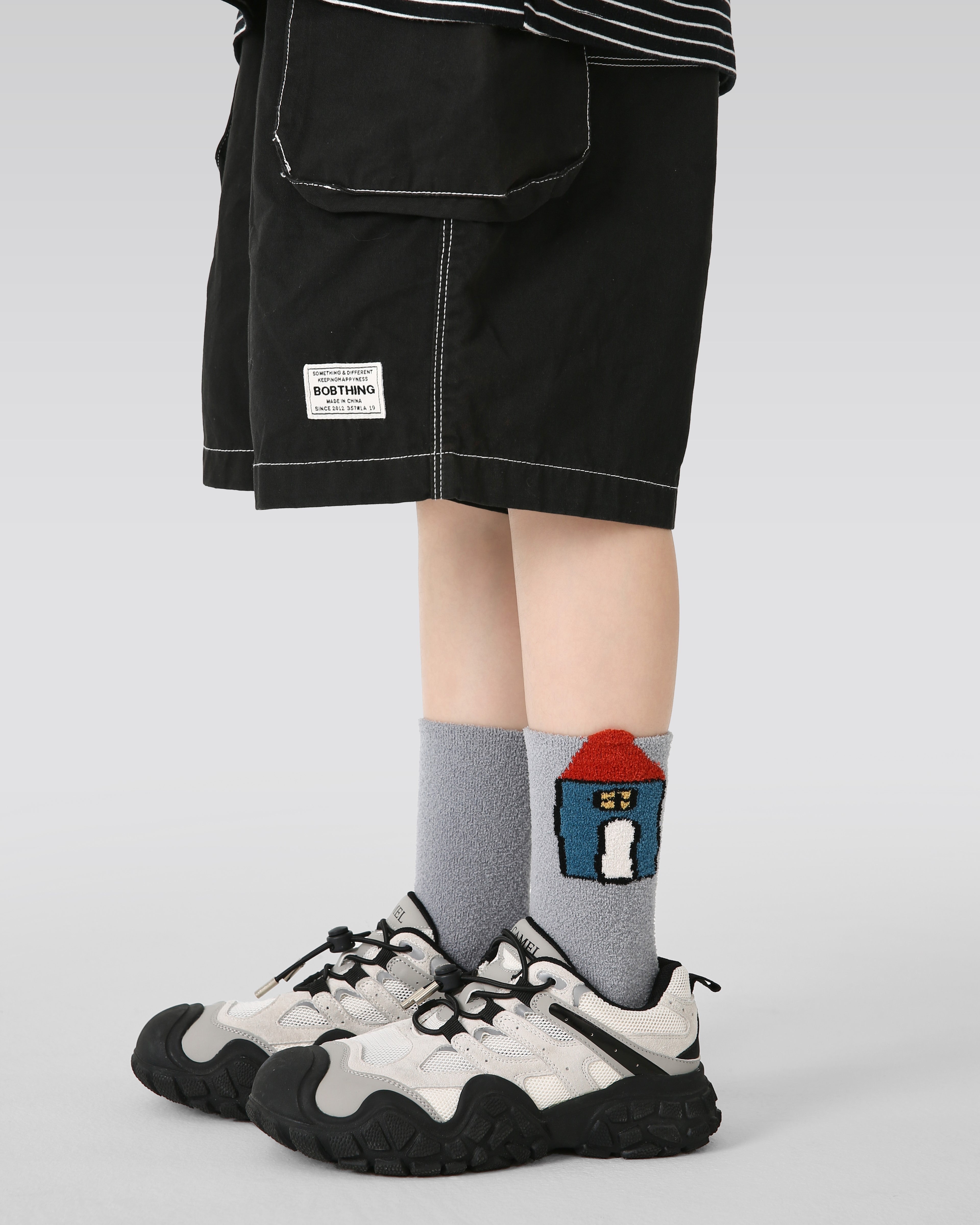 4-Pack Space Notes Half Velvet Kids Socks Cozy Soft Coral Fleece Crew